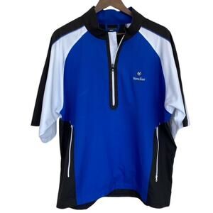 FootJoy Blue, White and Black Short Sleeve Windbreaker - Large